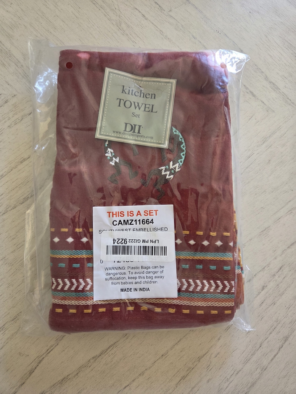 DII Tabletop Southwest Hacienda Stripe Dishtowel Set – 4-Piece, 18x28, Assorted